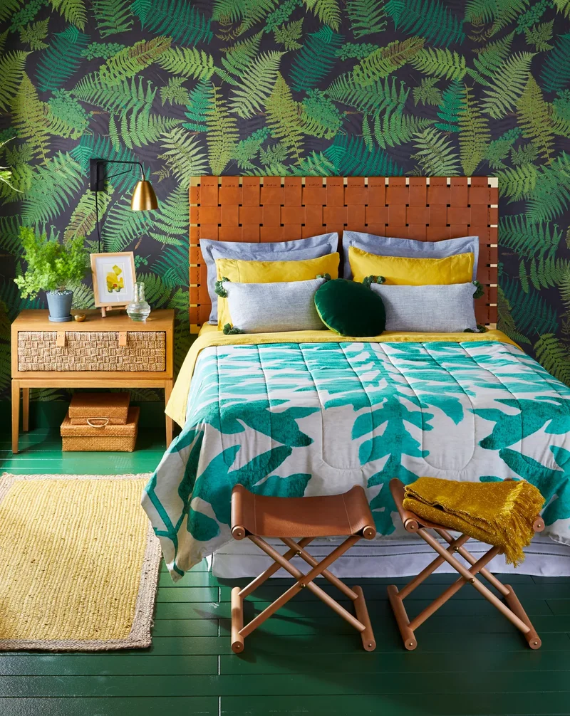 26 Green Bedroom Designs to Create Your Perfect Cozy Space 13 Tap Into the Tropics