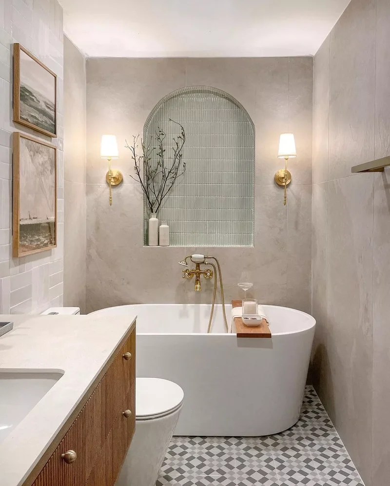 21 Beautiful Sage Green Bathroom Ideas You'll Adore Forever 15 Tile an Accent Wall