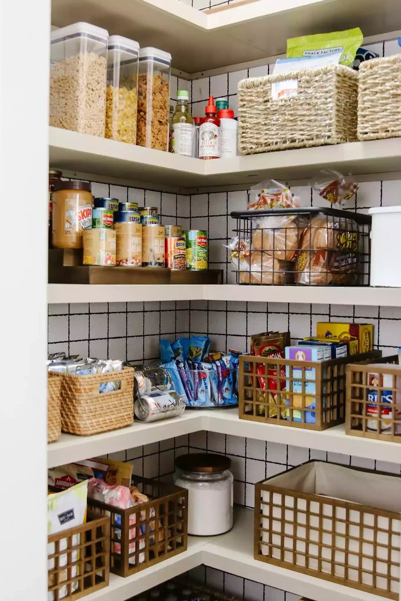 37 Corner Pantry Solutions That Boost Space and Design 20 Tiled Backsplash