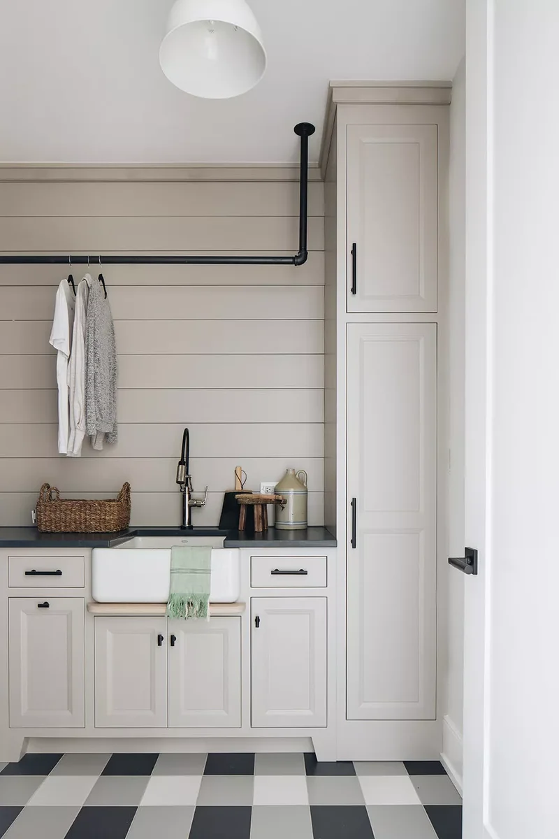 57 Laundry Room Ideas That Make Chores More Enjoyable 54 Trade White Paint for Taupe
