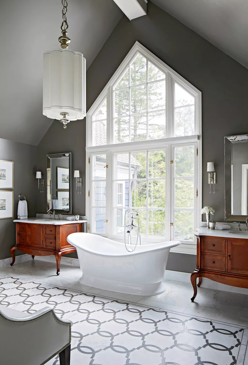 38 Classic Bathroom Design Ideas for Timeless Elegance 22 Traditional Bathroom with Natural Light