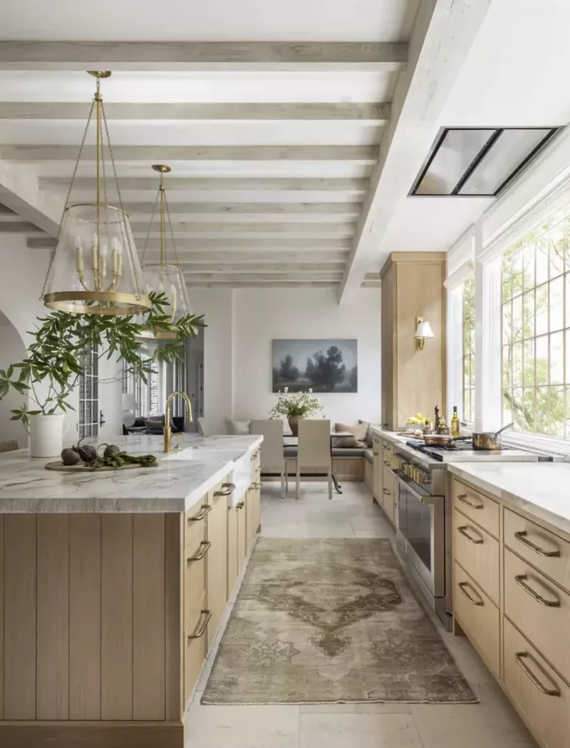 34 White & Wood Kitchen Designs That Feel Fresh and Timeless 21 Traditional Wood Cabinets With White-Washed Wood Ceiling
