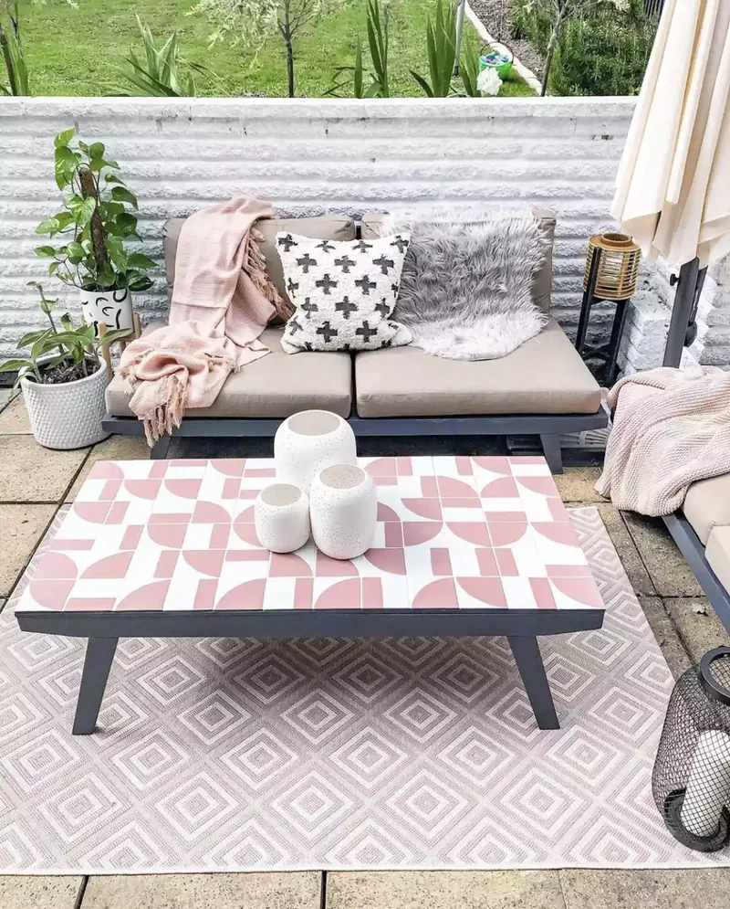 40 Budget-Friendly DIY Backyard Projects for Your Dream Oasis 3 Transform the Coffee Table Top With Funky Tile
