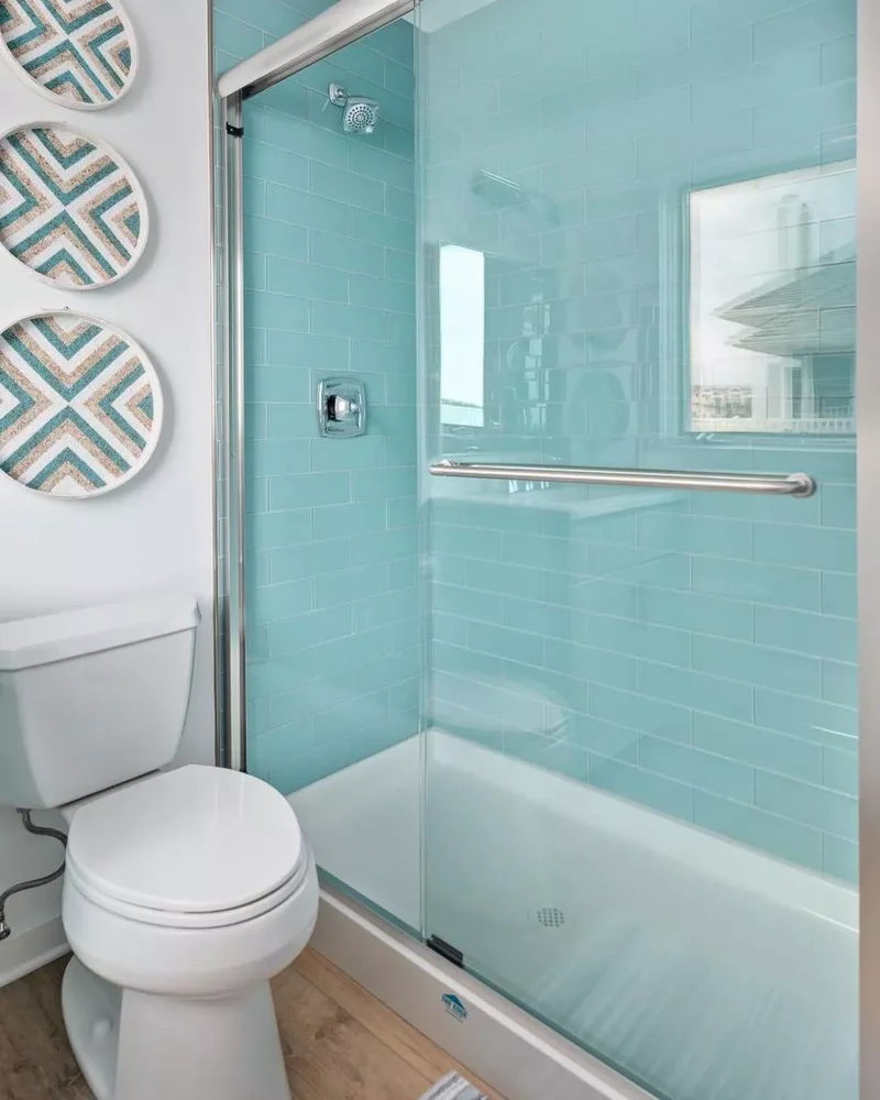 30 Beach-Inspired Bathroom Designs to Bring Coastal Vibes Home 16 Try Blue Tile