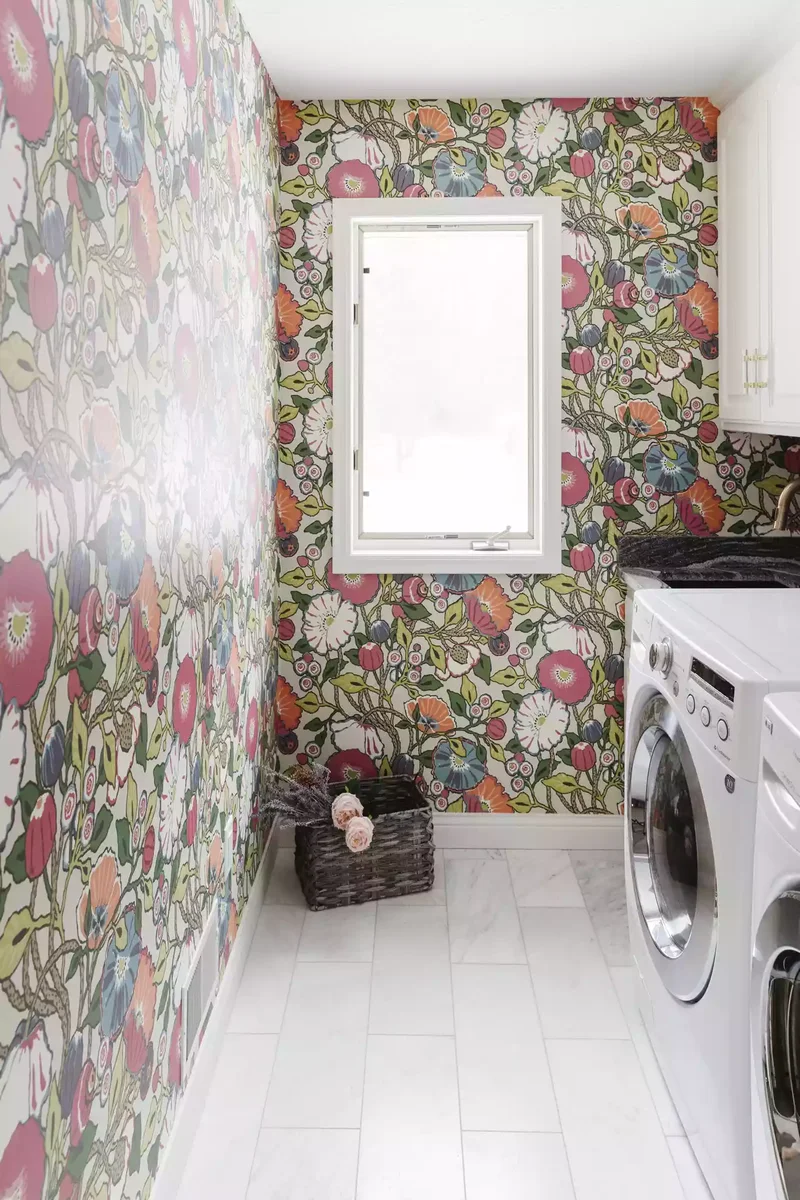 53 Stylish Small Laundry Room Ideas That Work Beautifully 10 Try Bold Floral Wallpaper