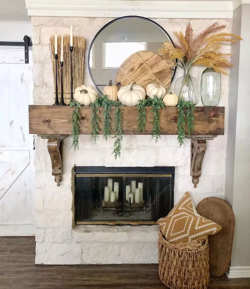 34 Cozy Farmhouse Fireplace Designs to Transform Your Room 26 Try This Alternative to Orange Pumpkins