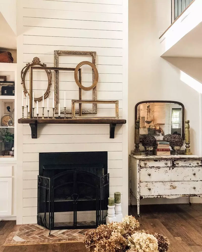 34 Cozy Farmhouse Fireplace Designs to Transform Your Room 7 Try This Picture Frame DIY