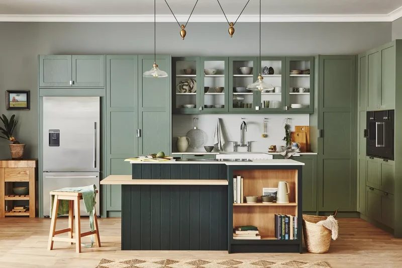 39 Green Kitchen Design Ideas That Never Go Out of Style 12 Try Two-Tone Greens