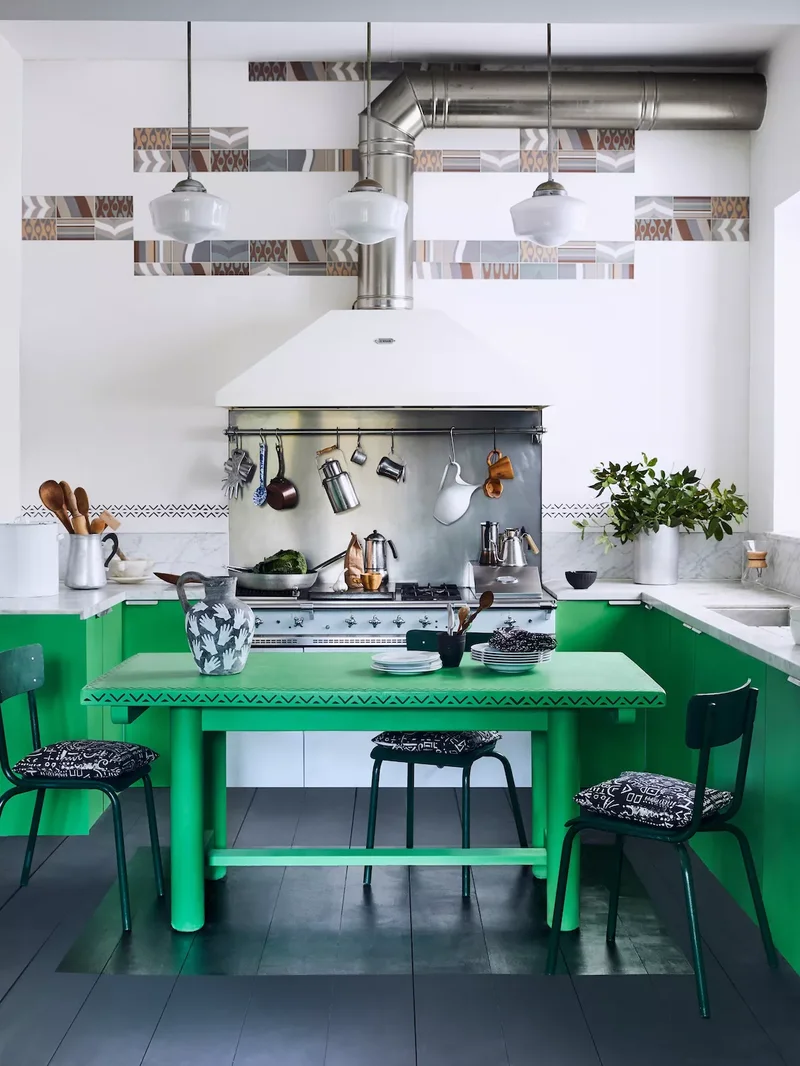 39 Green Kitchen Design Ideas That Never Go Out of Style 2 Try Vivid Green Chalk Paint