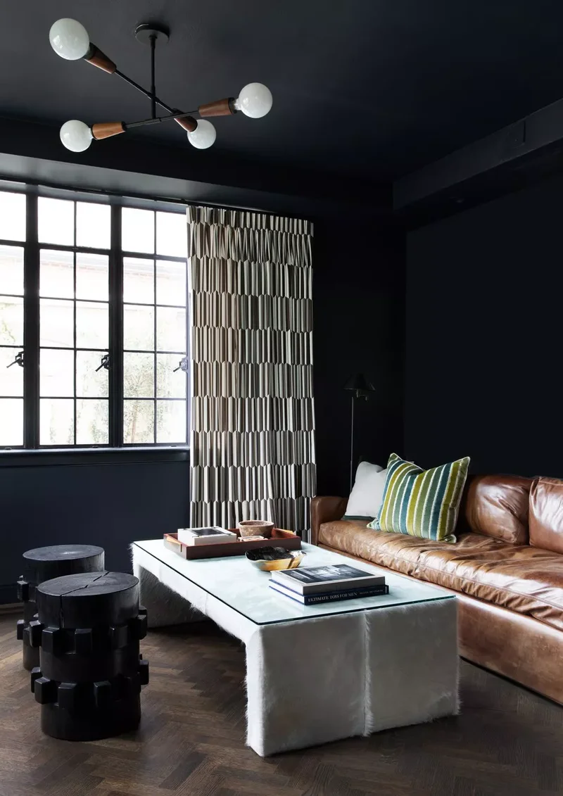 30 Dark Brown Couch Living Room Designs You'll Love 2 Try a Brown Sofa Against Deep Black Walls