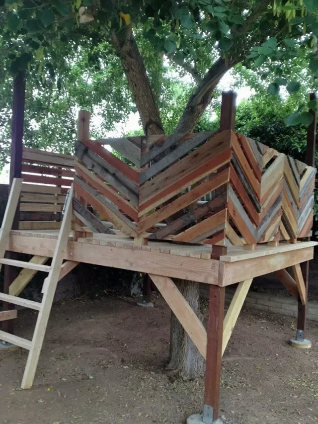 28 Creative Treehouse Ideas Your Kids Will Absolutely Love 24 Try a Simple Chevron Treehouse