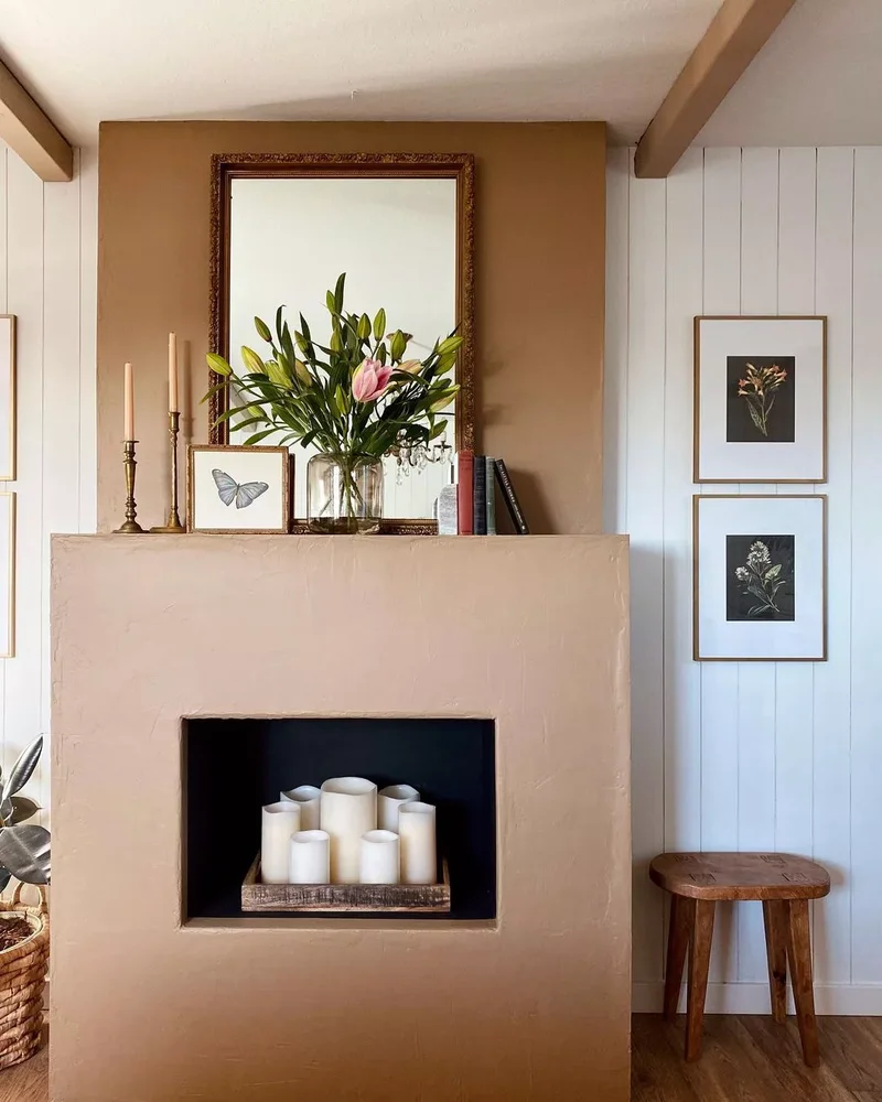 24 Creative Ways to Display Candles in Your Fireplace 20 Try a Tray