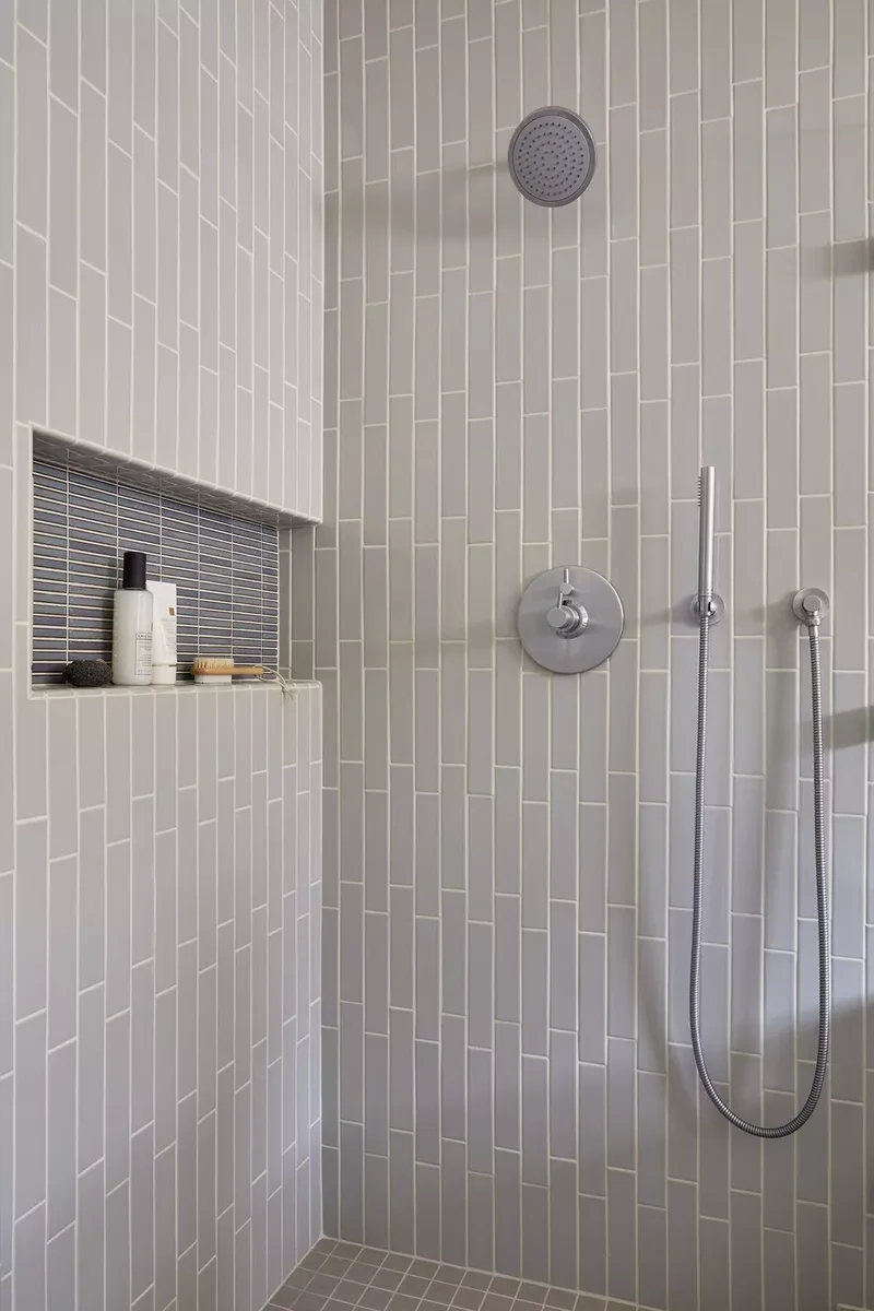 25 Stylish Shower Niche Ideas to Store Essentials Beautifully 15 Two-Directional Tile Niche