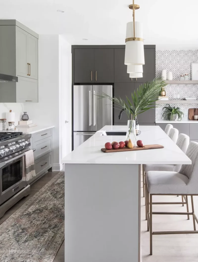 42 Stylish Gray Kitchen Design Ideas for a Sleek Look 8 Two-Tone Gray Cabinets
