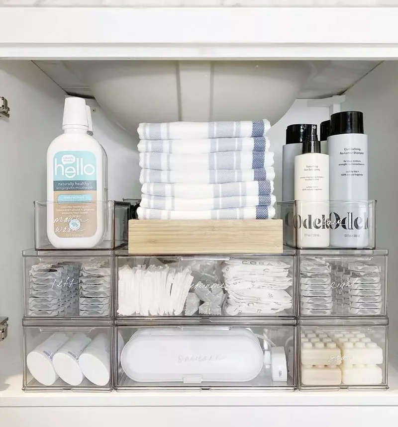43 Bathroom Storage Solutions for More Space and Style 6 Use Clear Storage Bins