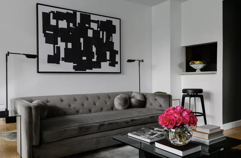 30 Black-and-White Living Room Ideas That Look Stunning 26 Use Gray as a Complement