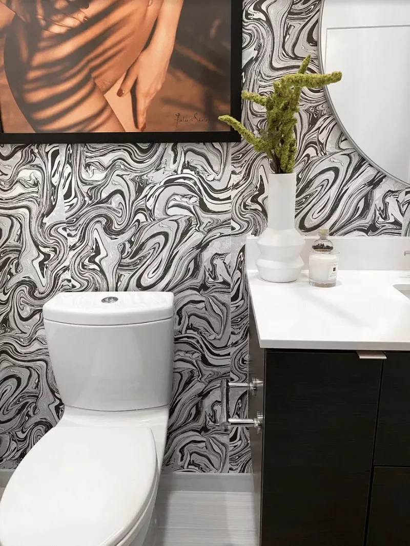 20 Vintage-Inspired Bathrooms Overflowing with Retro Appeal 20 Use Groovy Wallpaper