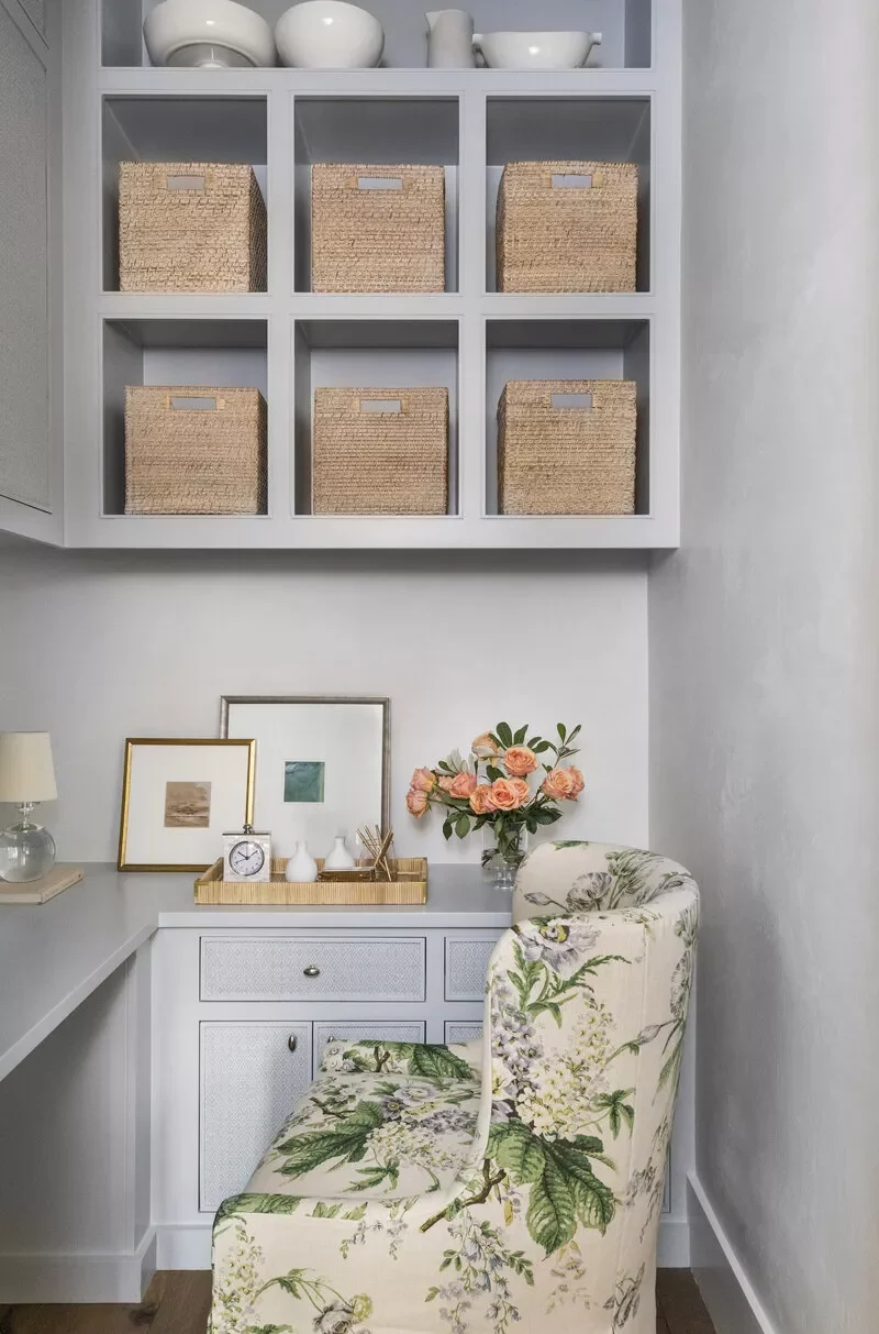 45 Home Office Decor Tips to Enhance Productivity & Style 12 Use Matching Storage Bins