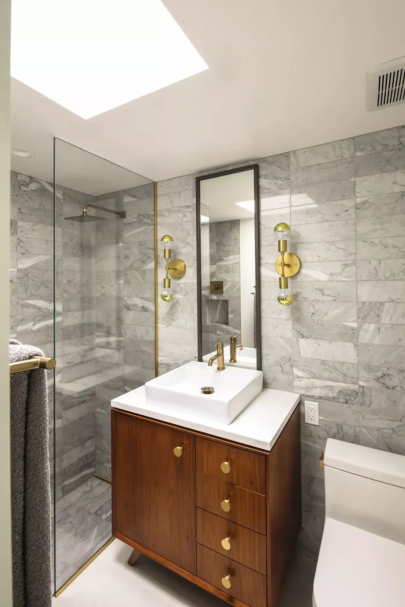 50 Moody Dark Bathroom Ideas for a Dramatic Transformation 30 Use Natural Finishes in Low Light