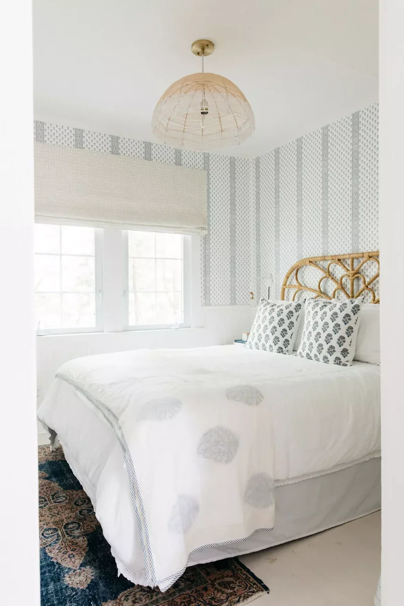 22 Guest Bedroom Ideas to Make the Most of Small Spaces 4 Use Vertical Stripes