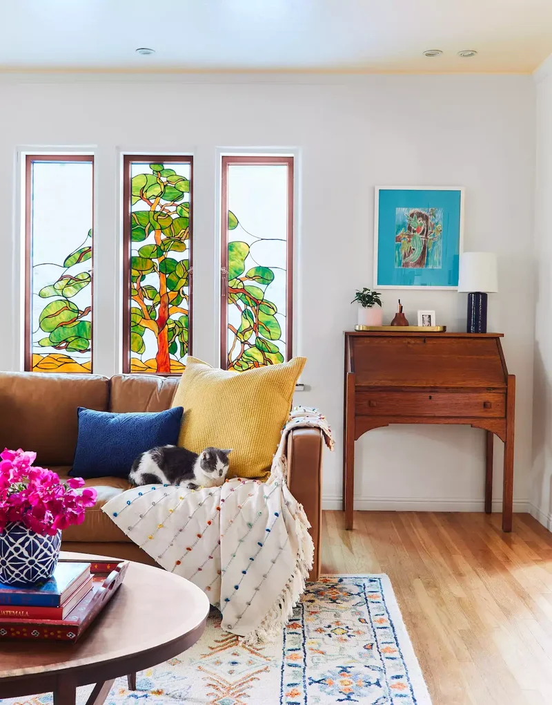 21 Clever Ideas for Adding a Desk to Your Living Room 7 Use Warm Tones