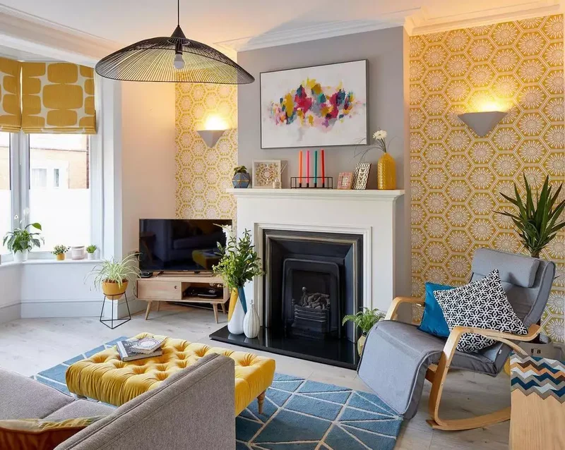 20 Yellow Living Room Ideas That Brighten Any Home 18 Use Yellow Wallpaper