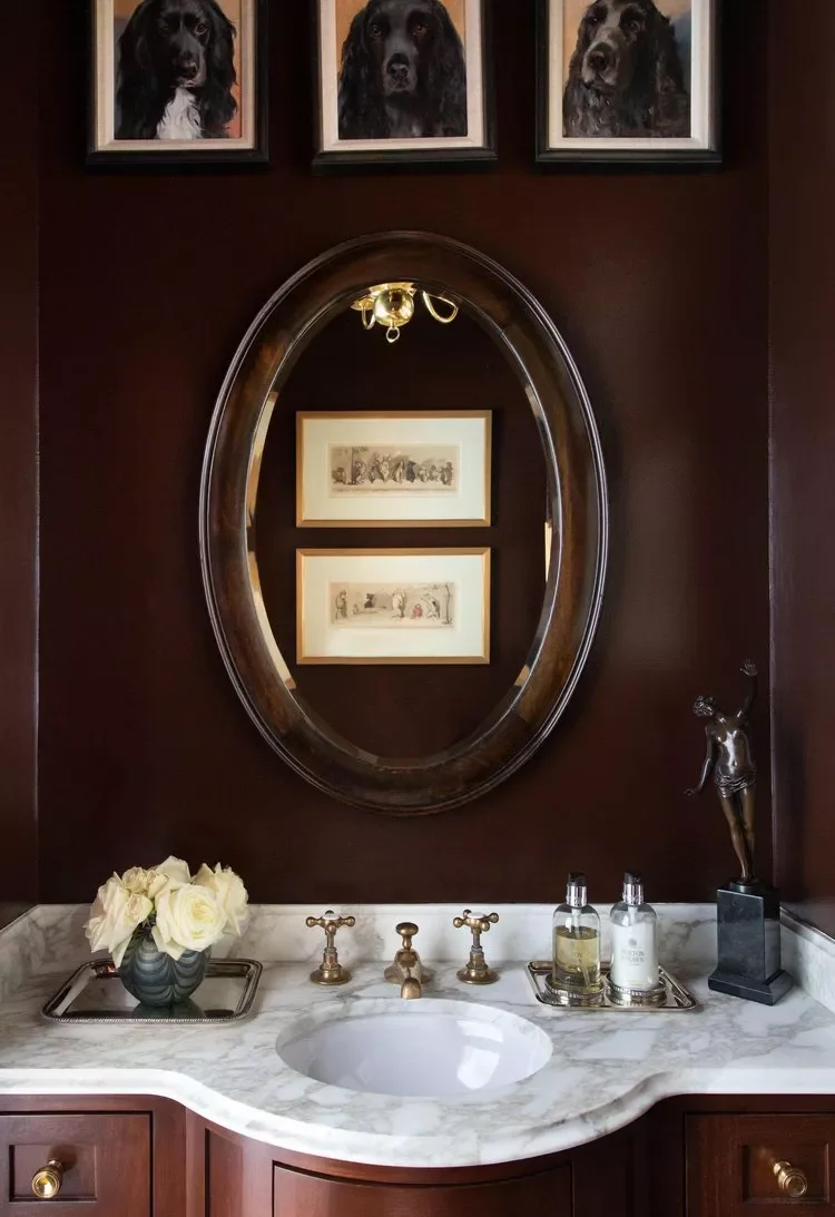 50 Moody Dark Bathroom Ideas for a Dramatic Transformation 18 Use a Dark Purple-Brown Paint