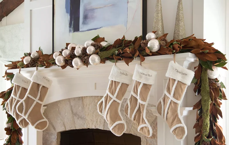53 Stunning Christmas Mantel Decor Ideas for Your Home 5 Use a Pinecone and Pearl Duo