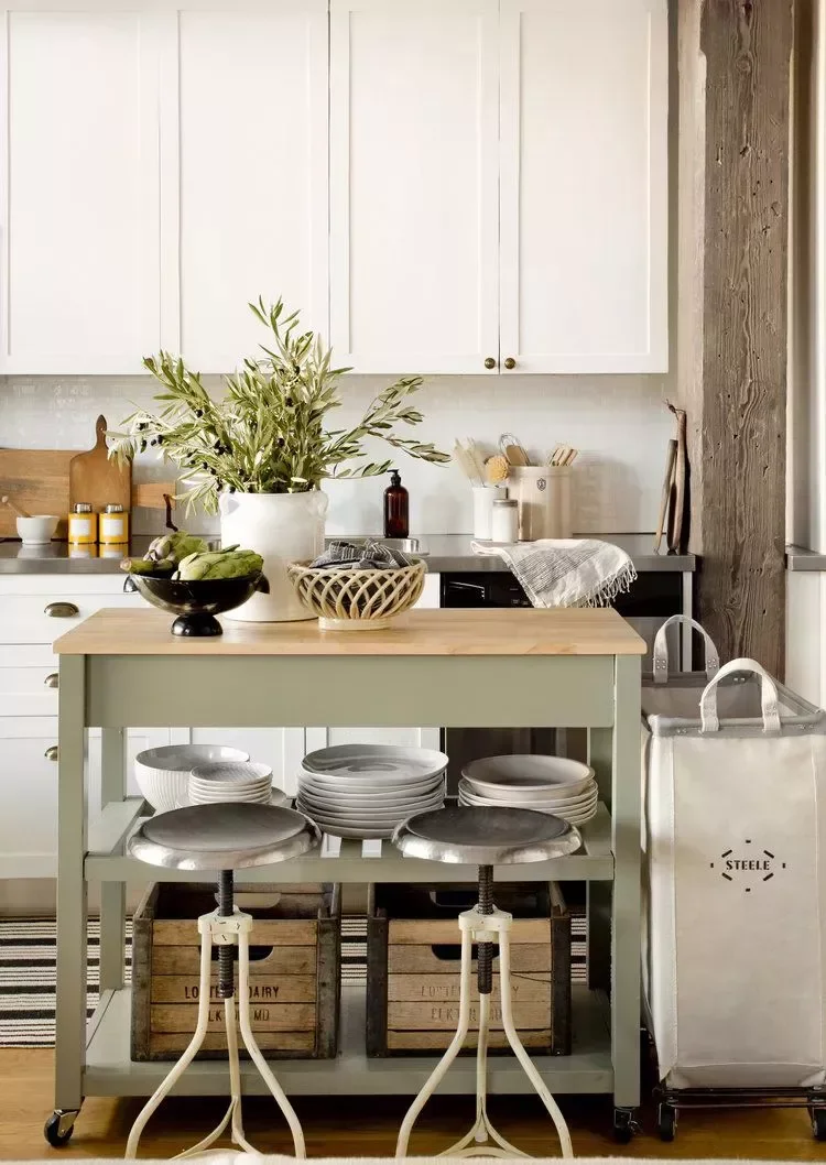 21 Long Kitchen Design Ideas to Make Narrow Spaces Wider 18 Use a Table as a Kitchen Island