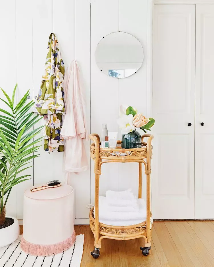 Vintage Rattan Bar Cart