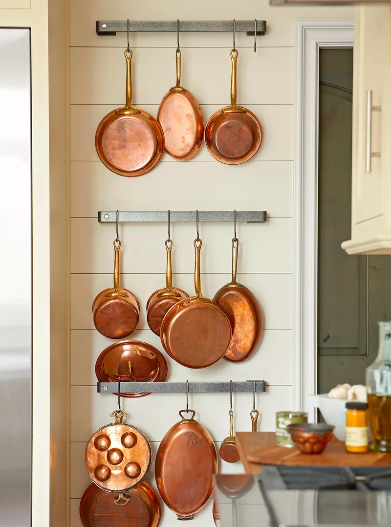 15 Stylish Pot Rack Ideas to Organize Your Cookware 1 Wall Pot Racks