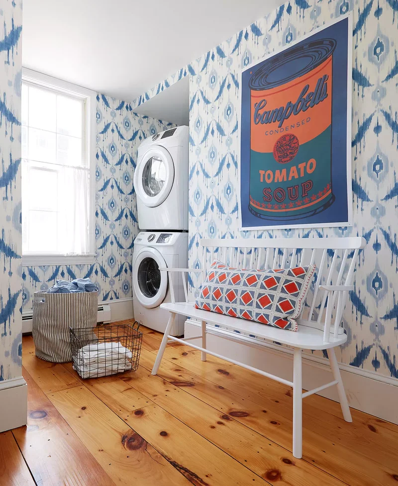 13 Dual-Purpose Mudroom Laundry Room Ideas for Your Home 10 Wallpapered Laundry Room