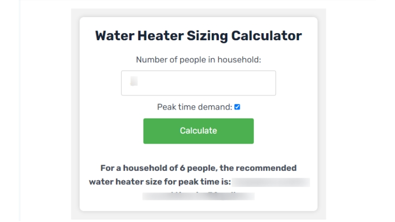Water Heater Size Calculator