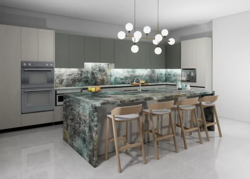 Waterfall Kitchen Island