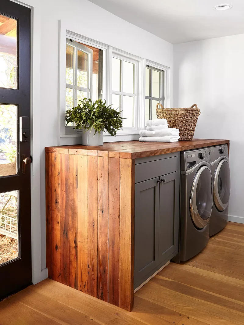 13 Dual-Purpose Mudroom Laundry Room Ideas for Your Home 13 Waterfall Laundry Room Countertops
