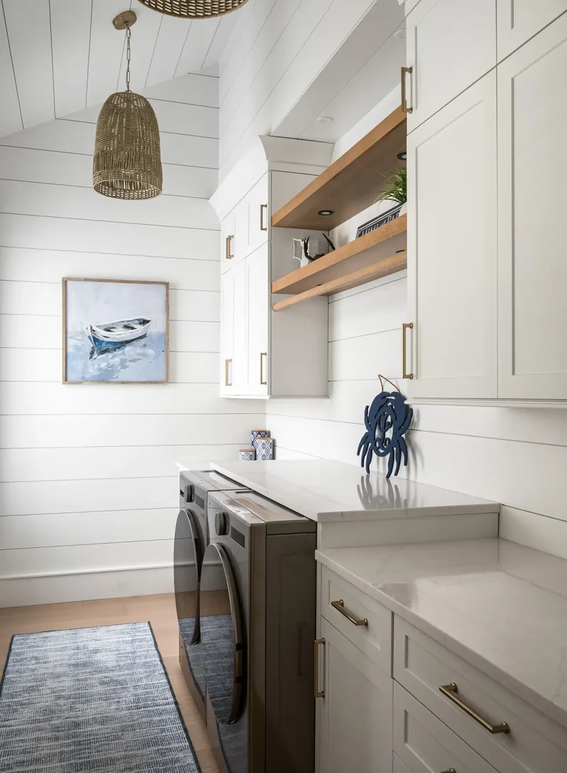 18 Smart Laundry Shelving Ideas to Maximize Small Spaces 14 Weave in a Few Decorative Touches