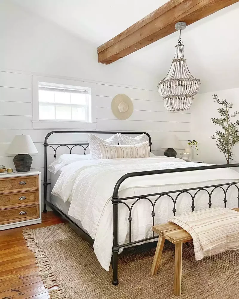 40 White Bedroom Designs That Show This Color Is Far from Dull 18 White Bedroom With Beaded Pendant