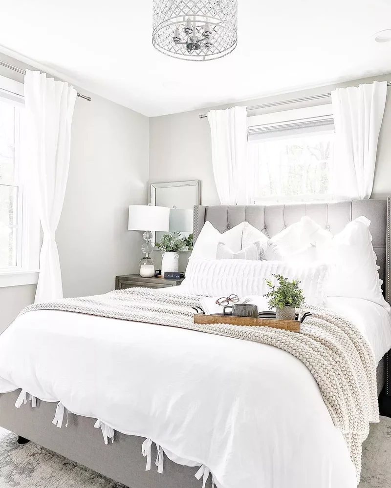 40 White Bedroom Designs That Show This Color Is Far from Dull 19 White Bedroom With Gray Headboard