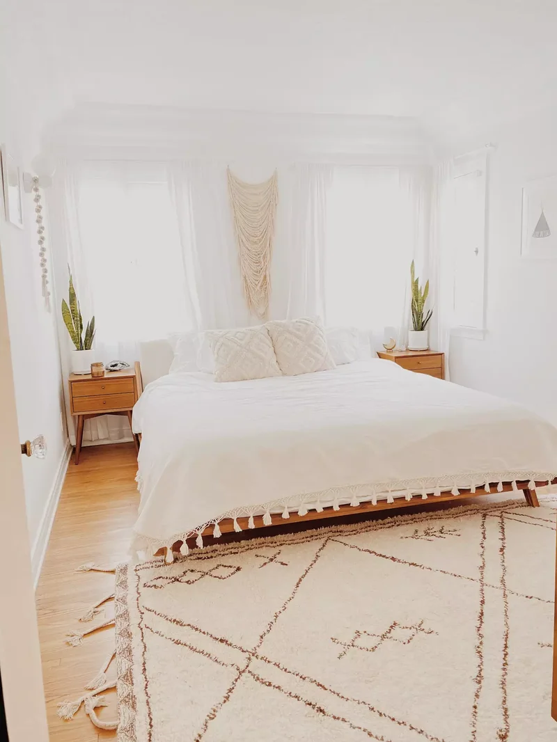 40 White Bedroom Designs That Show This Color Is Far from Dull 5 White Bedroom With Wall of Curtains