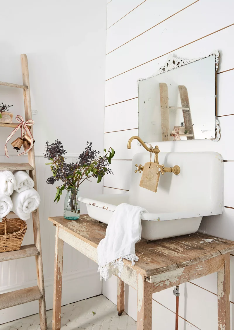 White Rustic Bathroom