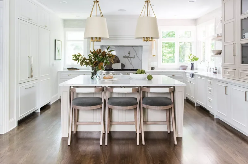 White and Gold Kitchen With Cream Accents