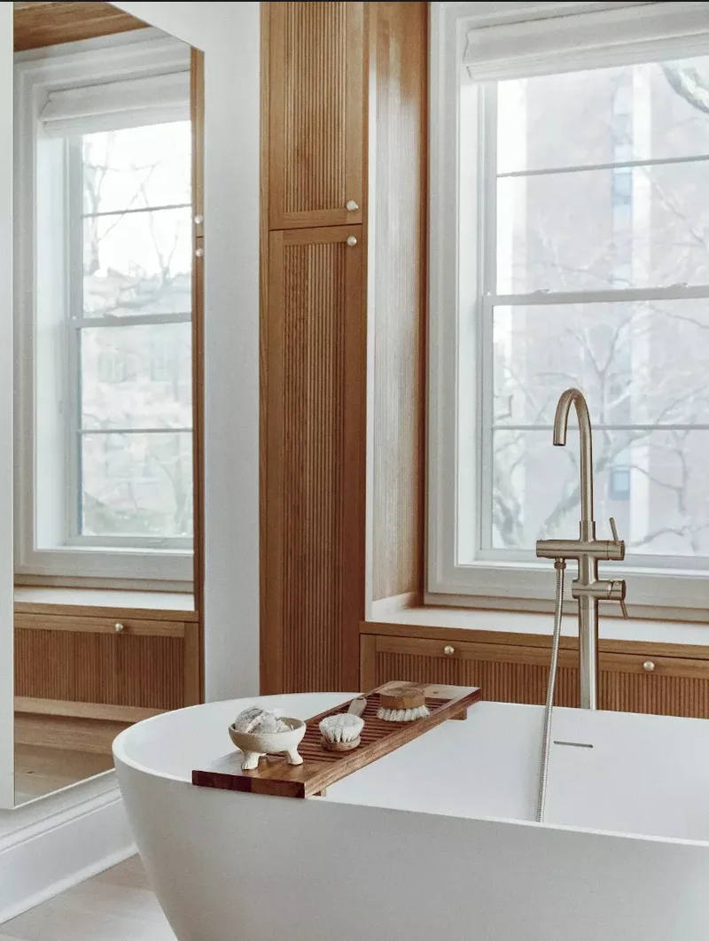 30 Designer Tips for Creating a Japandi Bathroom Retreat 1 Wood Cabinetry