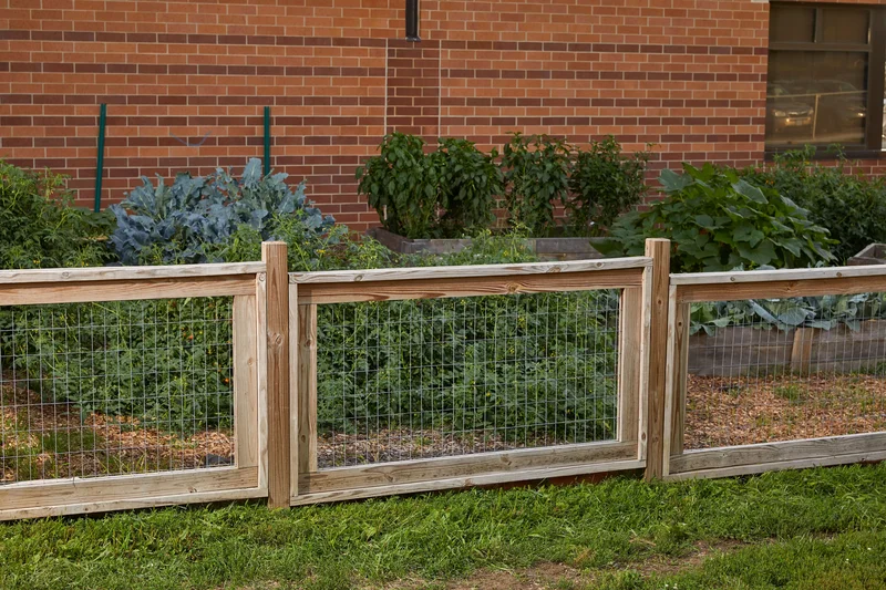 Wood and Wire Panel Fence