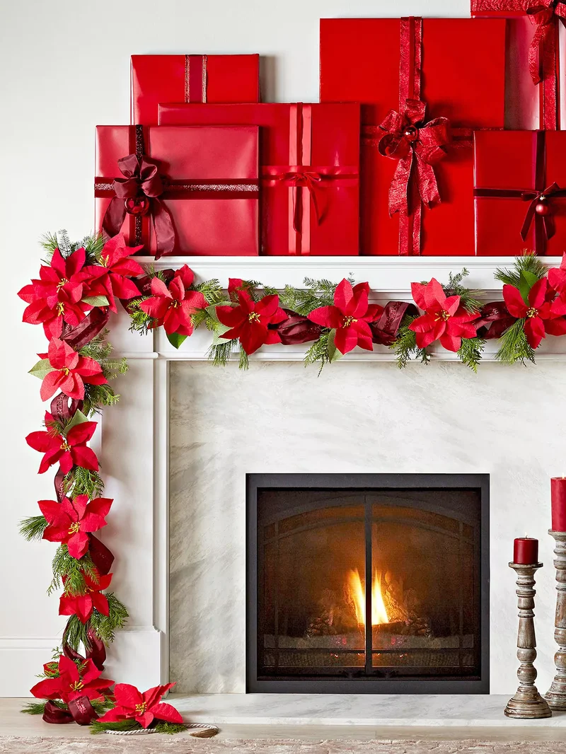 53 Stunning Christmas Mantel Decor Ideas for Your Home 28 Wrapped Gifts Mantel