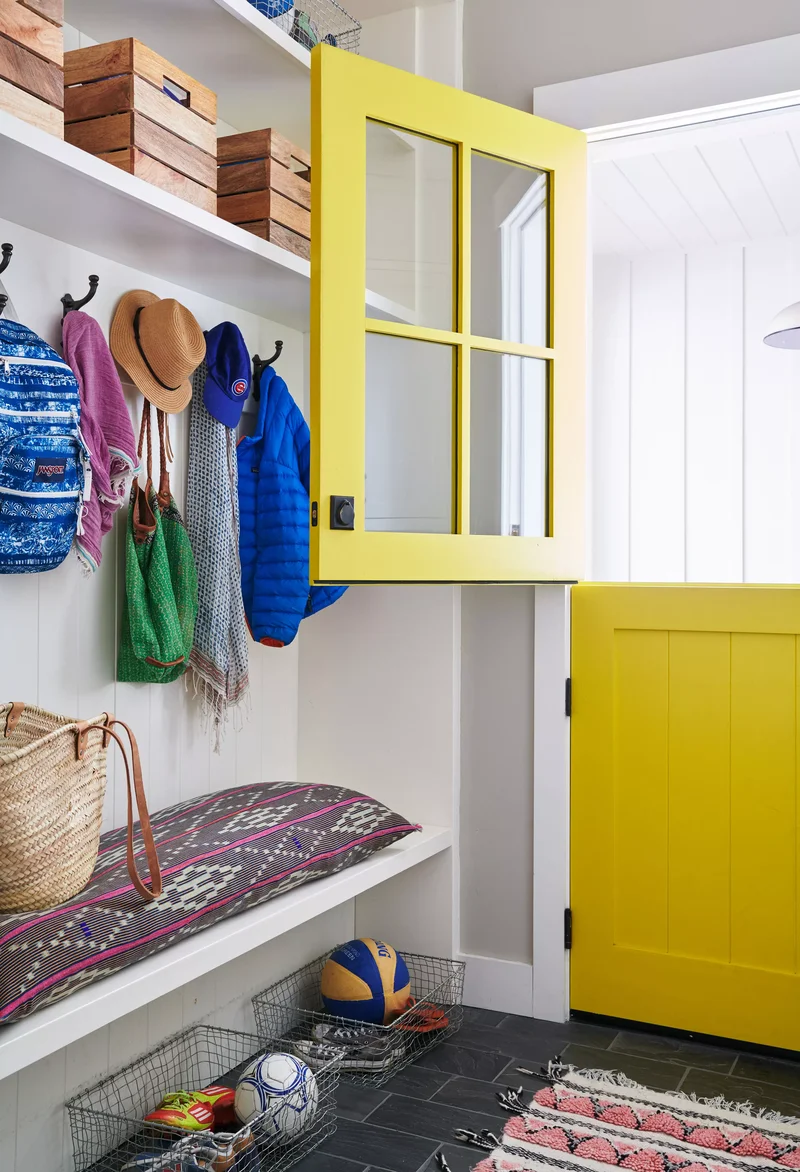 31 Compact Mudroom Ideas to Boost Style and Functionality 1 Yellow Dutch Door